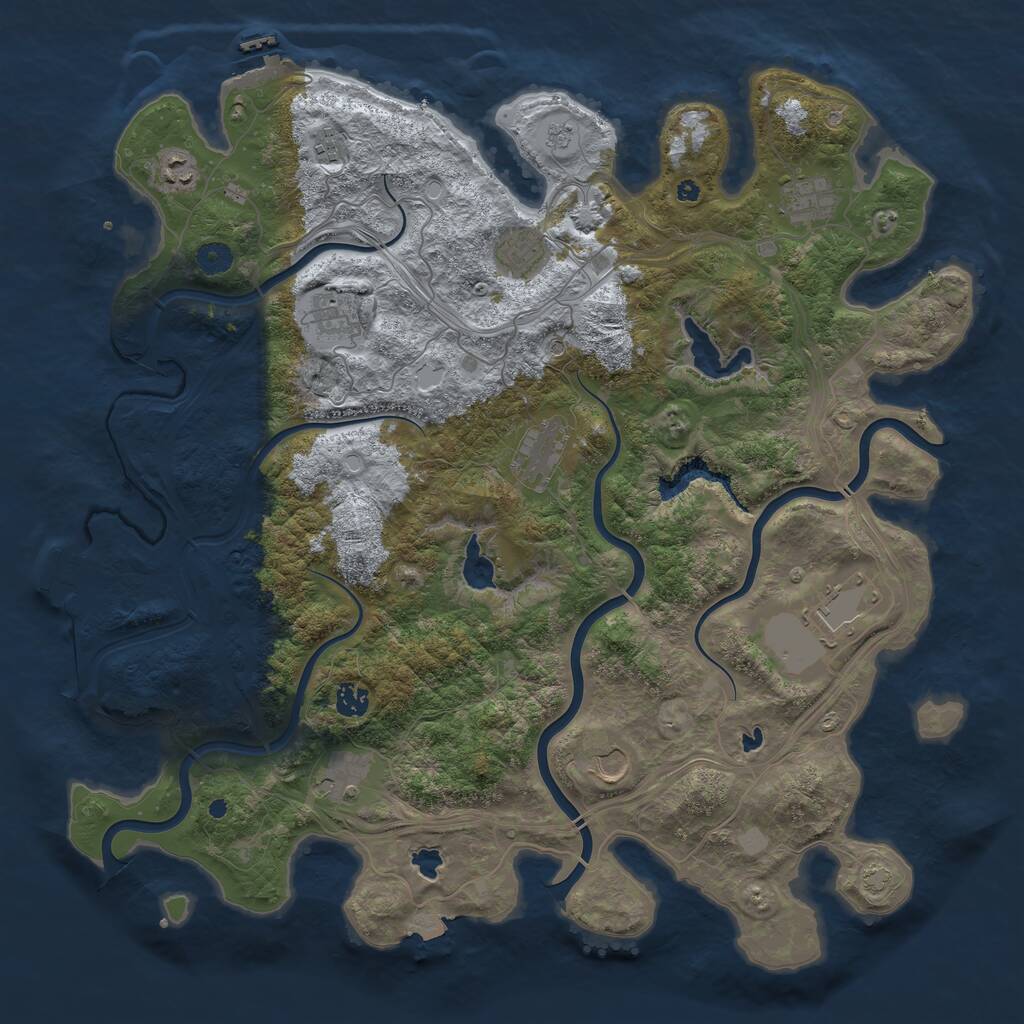 Rust Map: Procedural Map, Size: 4500, Seed: 671355851, 16 Monuments