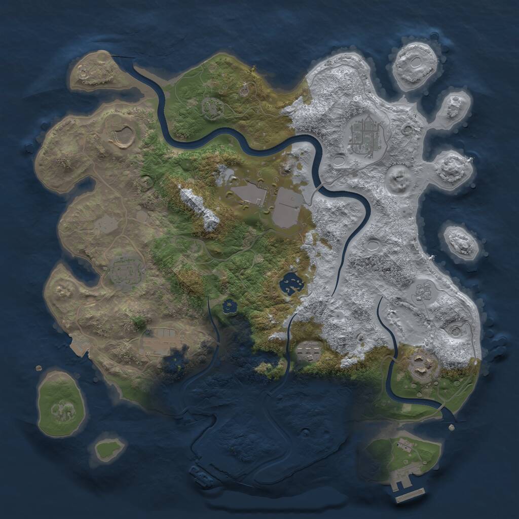 Rust Map: Procedural Map, Size: 3500, Seed: 1548716009, 14 Monuments