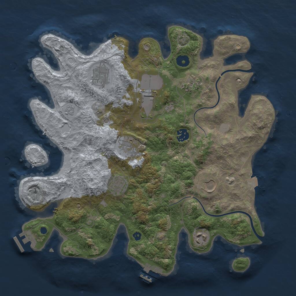 Rust Map: Procedural Map, Size: 3500, Seed: 2003715753, 14 Monuments