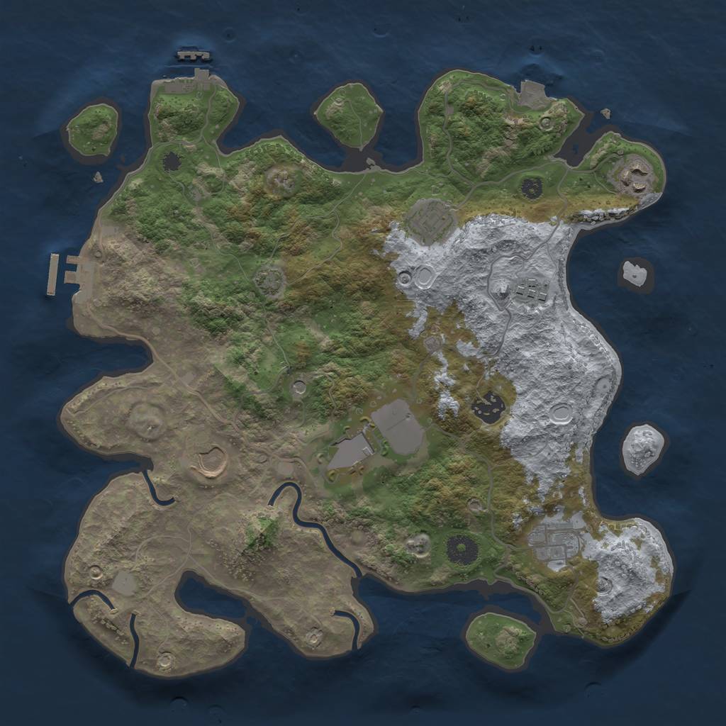 Rust Map: Procedural Map, Size: 3500, Seed: 881488414, 14 Monuments