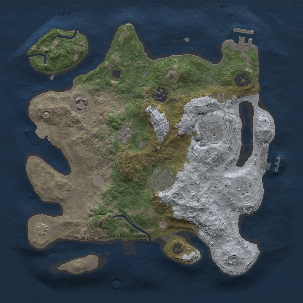 Rust Map: Procedural Map, Size: 3000, Seed: 611780079, 12 Monuments