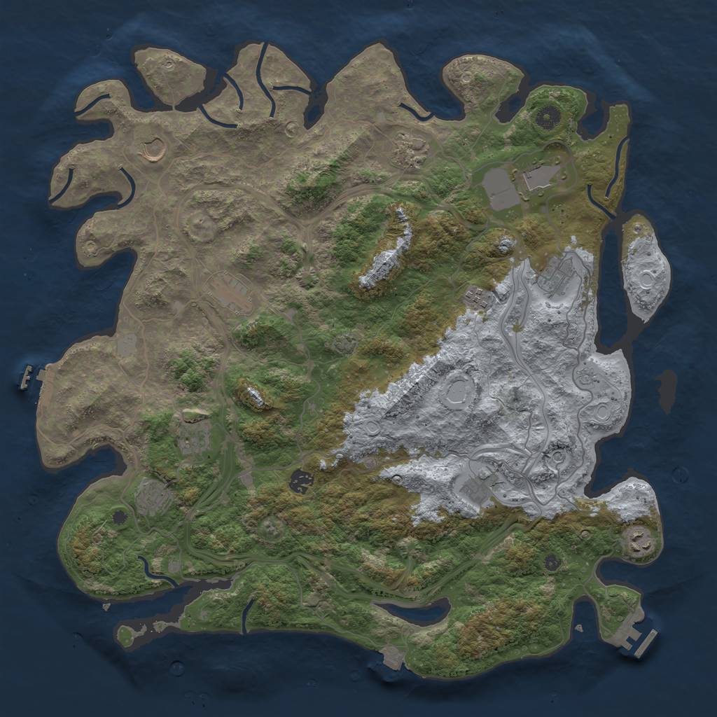 Rust Map: Procedural Map, Size: 4500, Seed: 2008293480, 19 Monuments