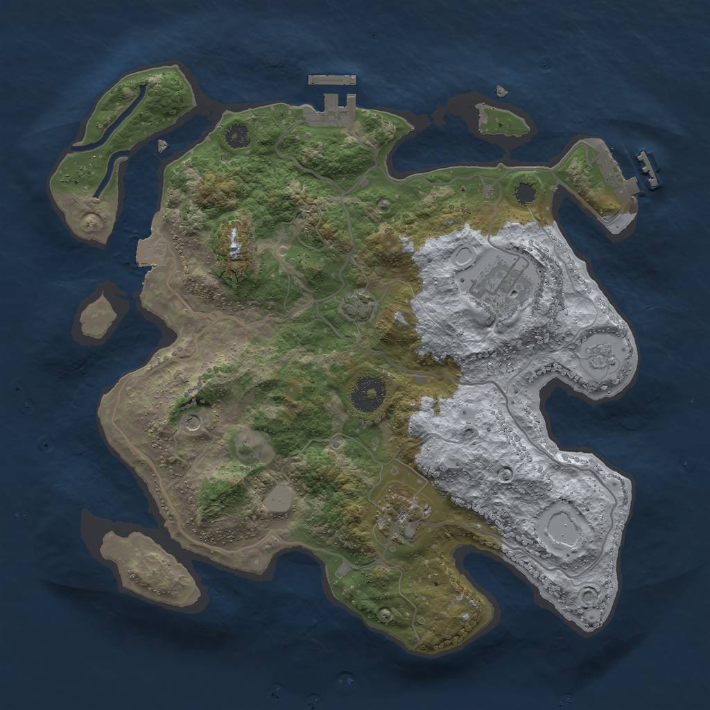Rust Map: Procedural Map, Size: 3000, Seed: 690053442, 10 Monuments