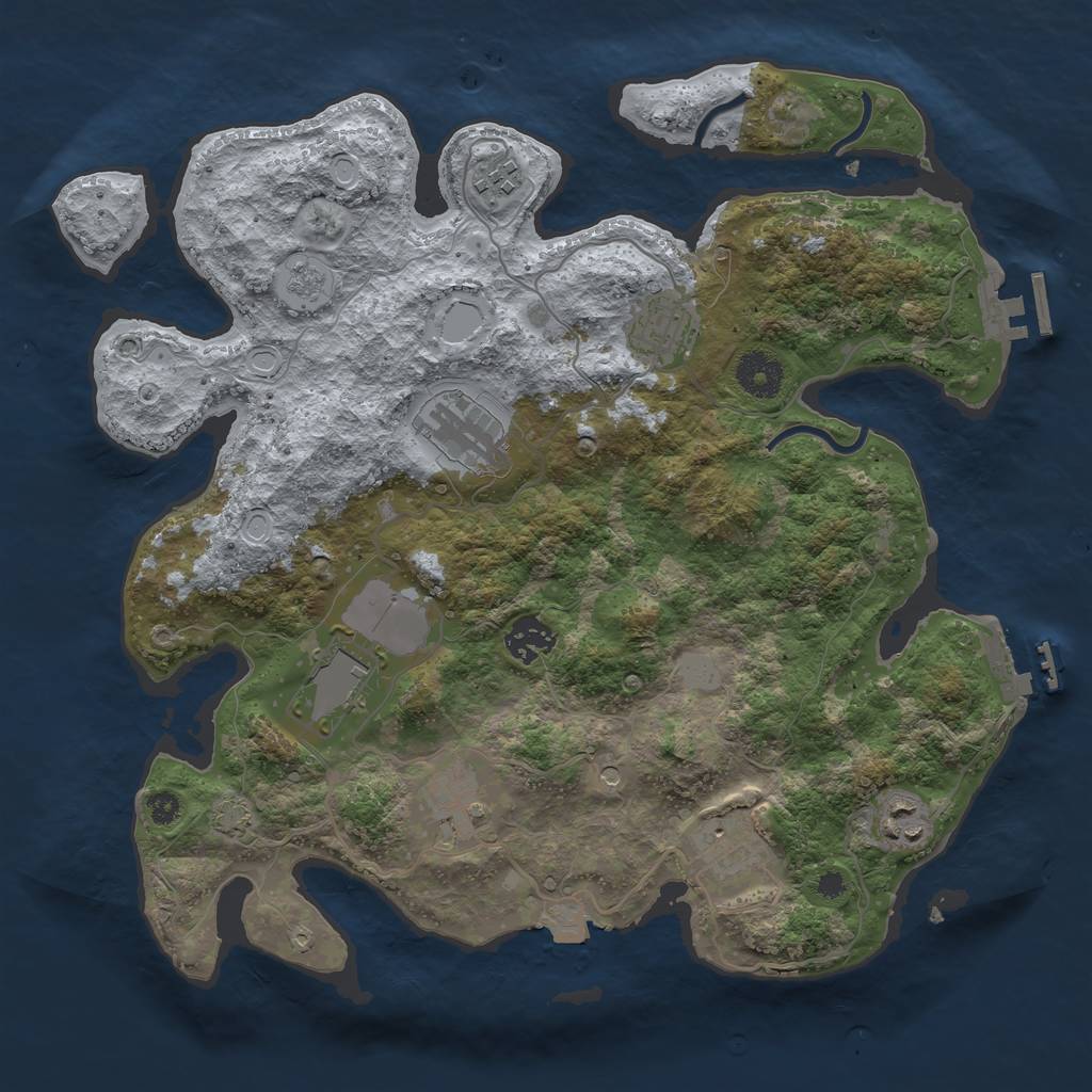 Rust Map: Procedural Map, Size: 3500, Seed: 304013627, 16 Monuments