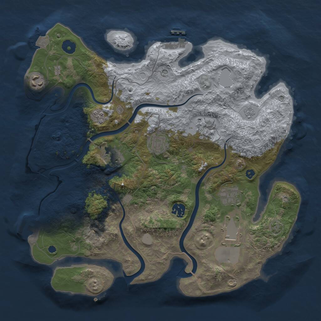 Rust Map: Procedural Map, Size: 3500, Seed: 952877789, 14 Monuments