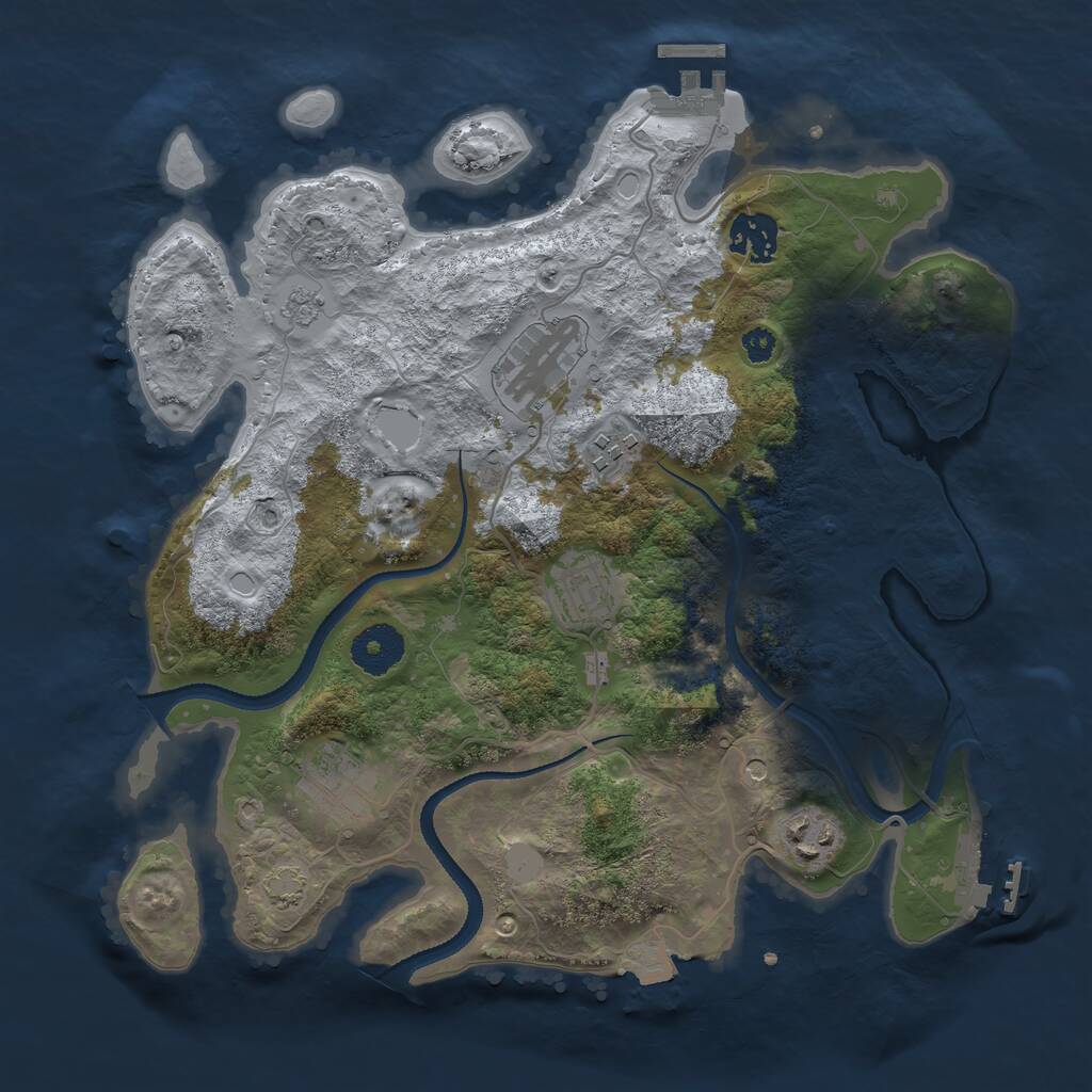 Rust Map: Procedural Map, Size: 3250, Seed: 243054179, 12 Monuments