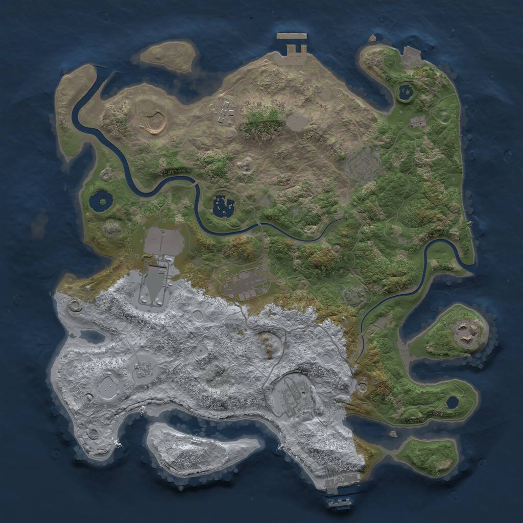 Rust Map: Procedural Map, Size: 3500, Seed: 71398192, 14 Monuments