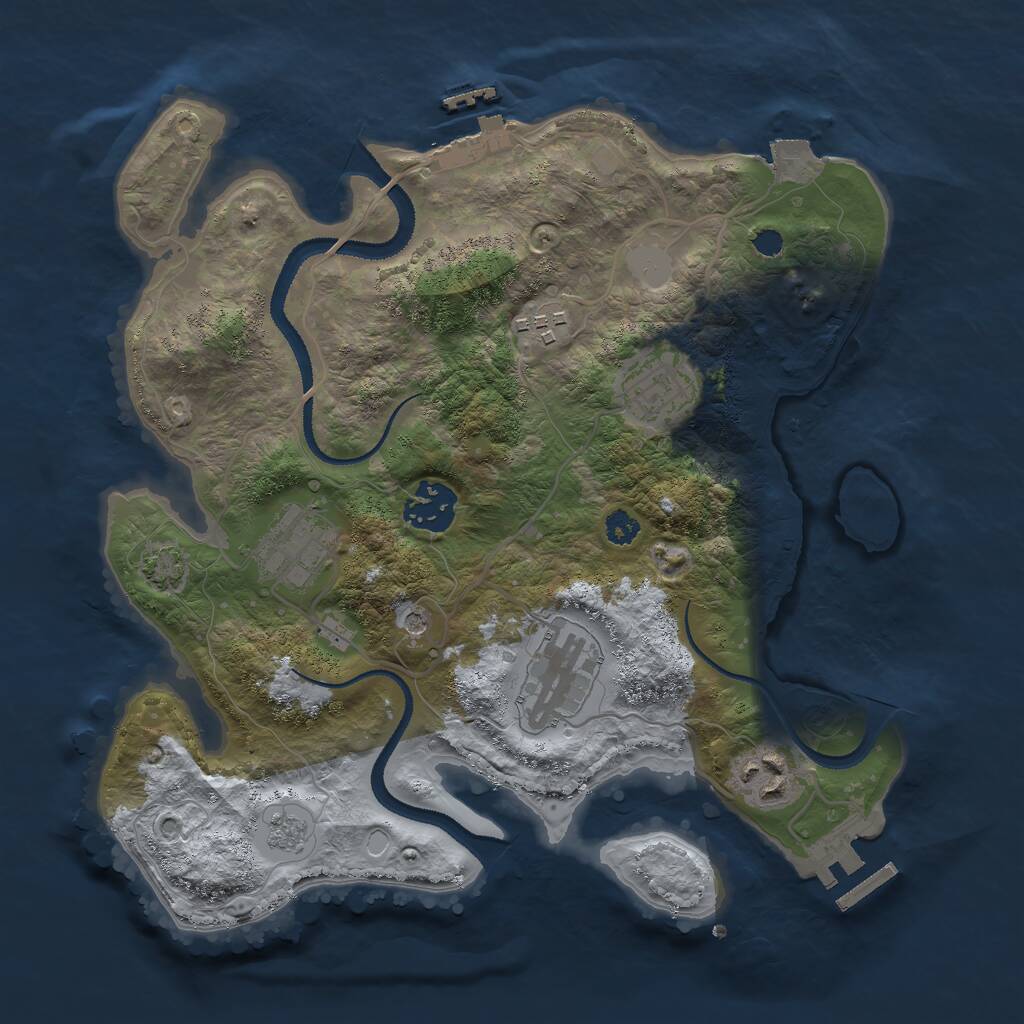 Rust Map: Procedural Map, Size: 3000, Seed: 973256, 12 Monuments