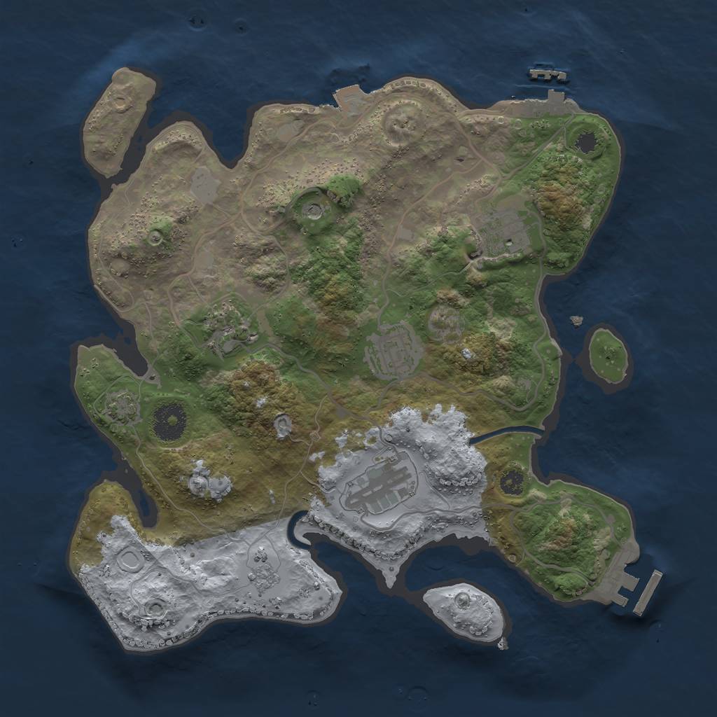 Rust Map: Procedural Map, Size: 3000, Seed: 973256, 12 Monuments