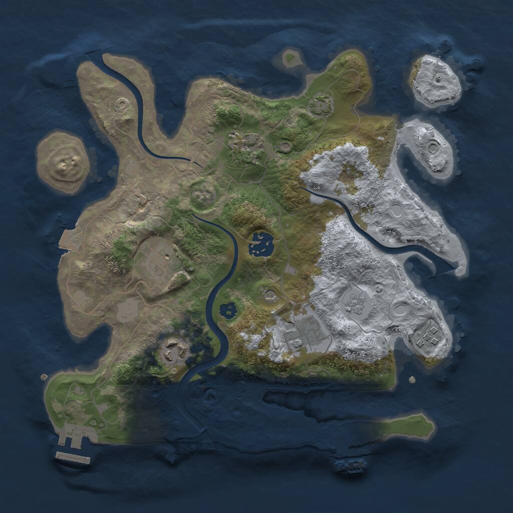 Rust Map: Procedural Map, Size: 3000, Seed: 9343, 12 Monuments