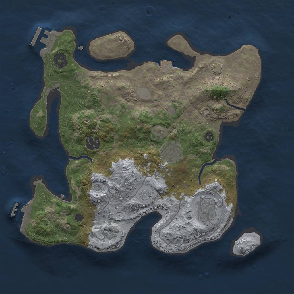 Rust Map: Procedural Map, Size: 3000, Seed: 927077623, 11 Monuments