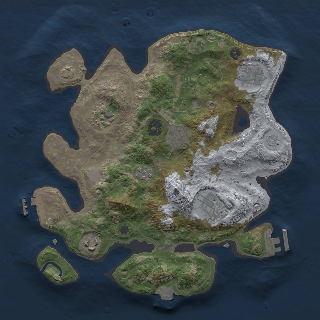 Rust Map: Procedural Map, Size: 3000, Seed: 444825496, 13 Monuments