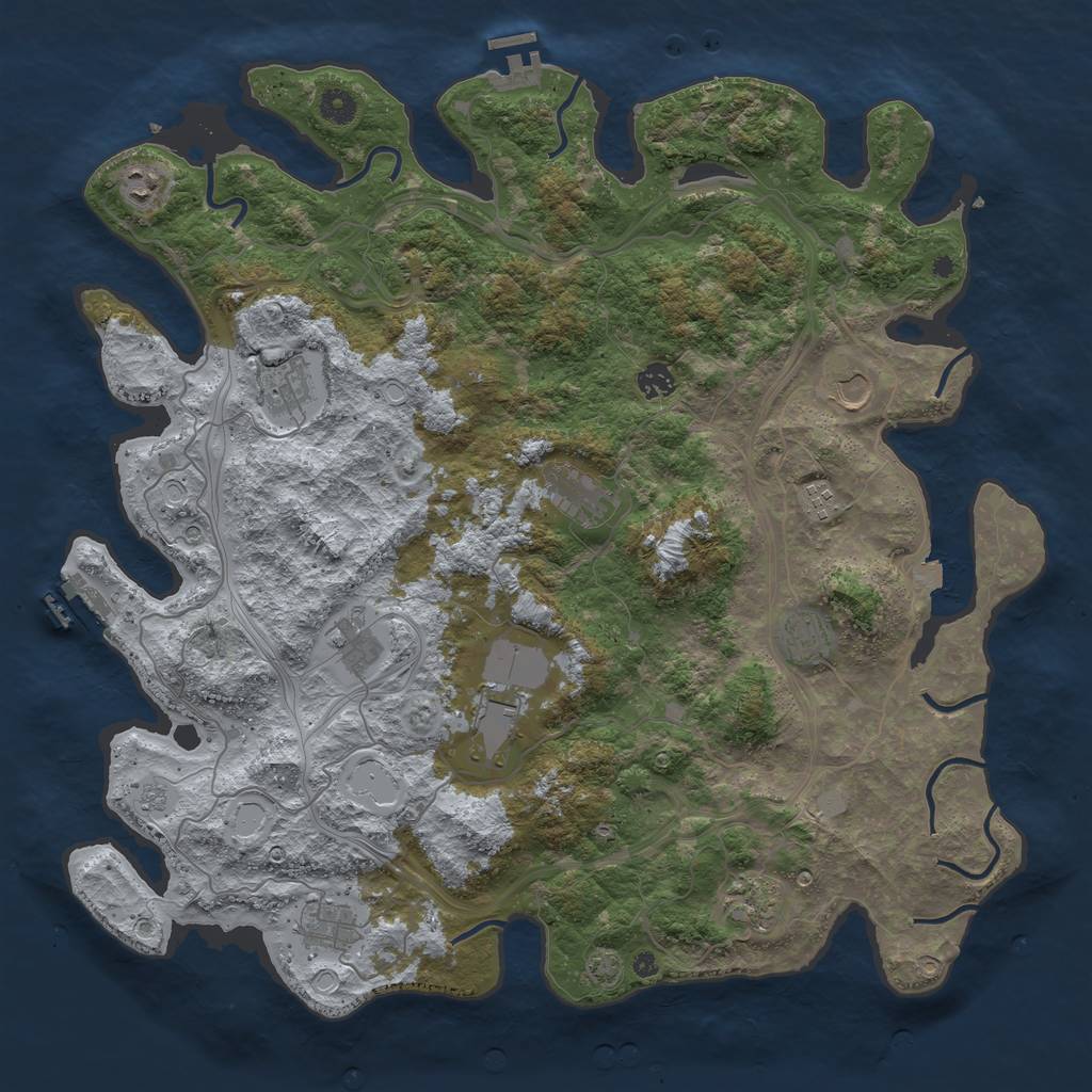 Rust Map: Procedural Map, Size: 4500, Seed: 621736920, 19 Monuments