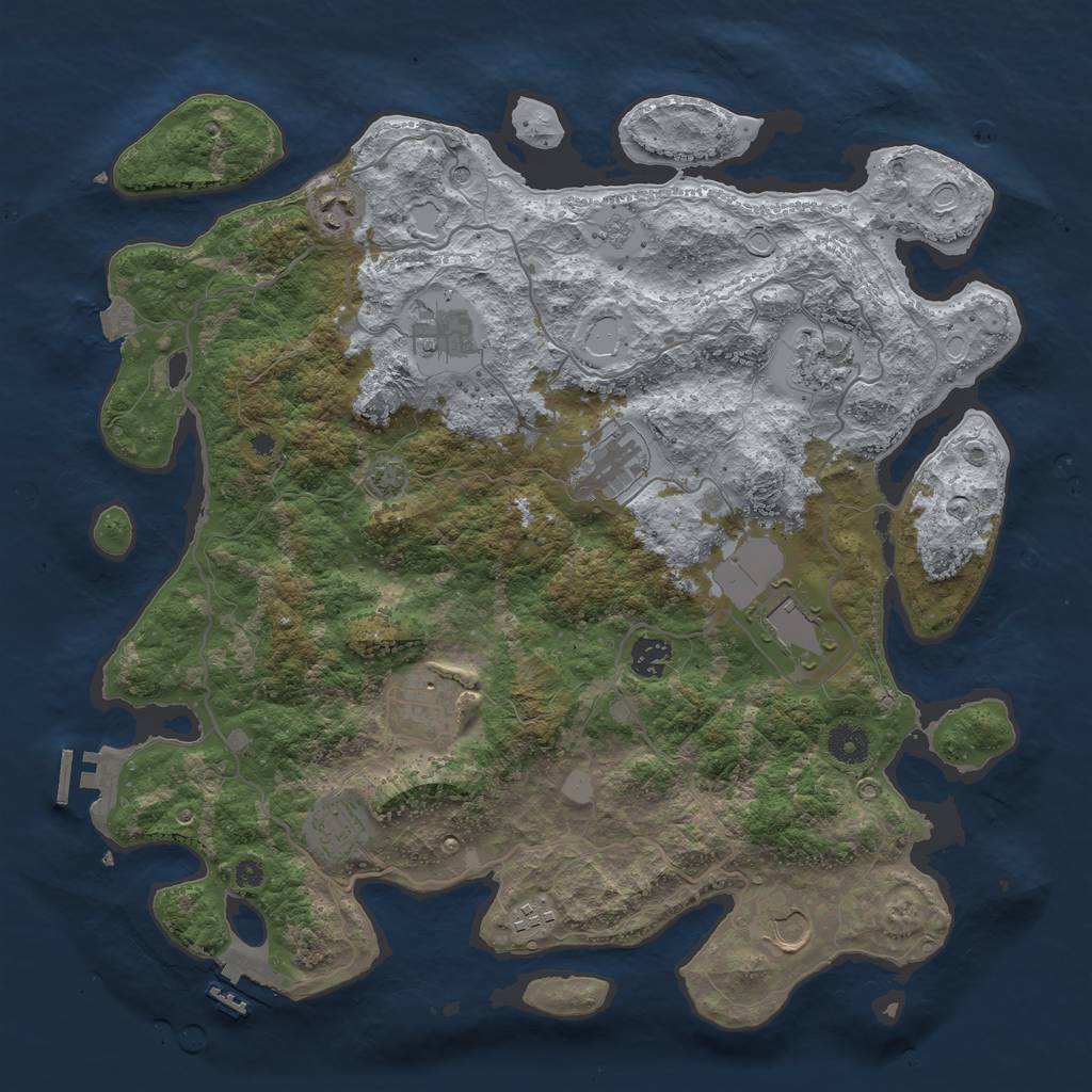 Rust Map: Procedural Map, Size: 4000, Seed: 638119971, 18 Monuments