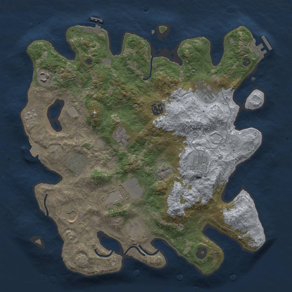 Rust Map: Procedural Map, Size: 3700, Seed: 92495728, 18 Monuments