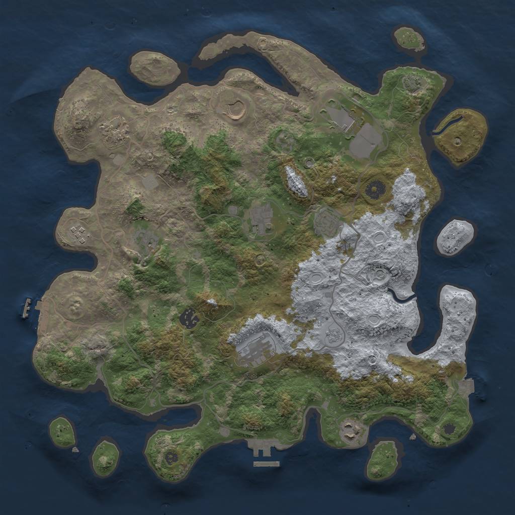 Rust Map: Procedural Map, Size: 4000, Seed: 985864574, 18 Monuments