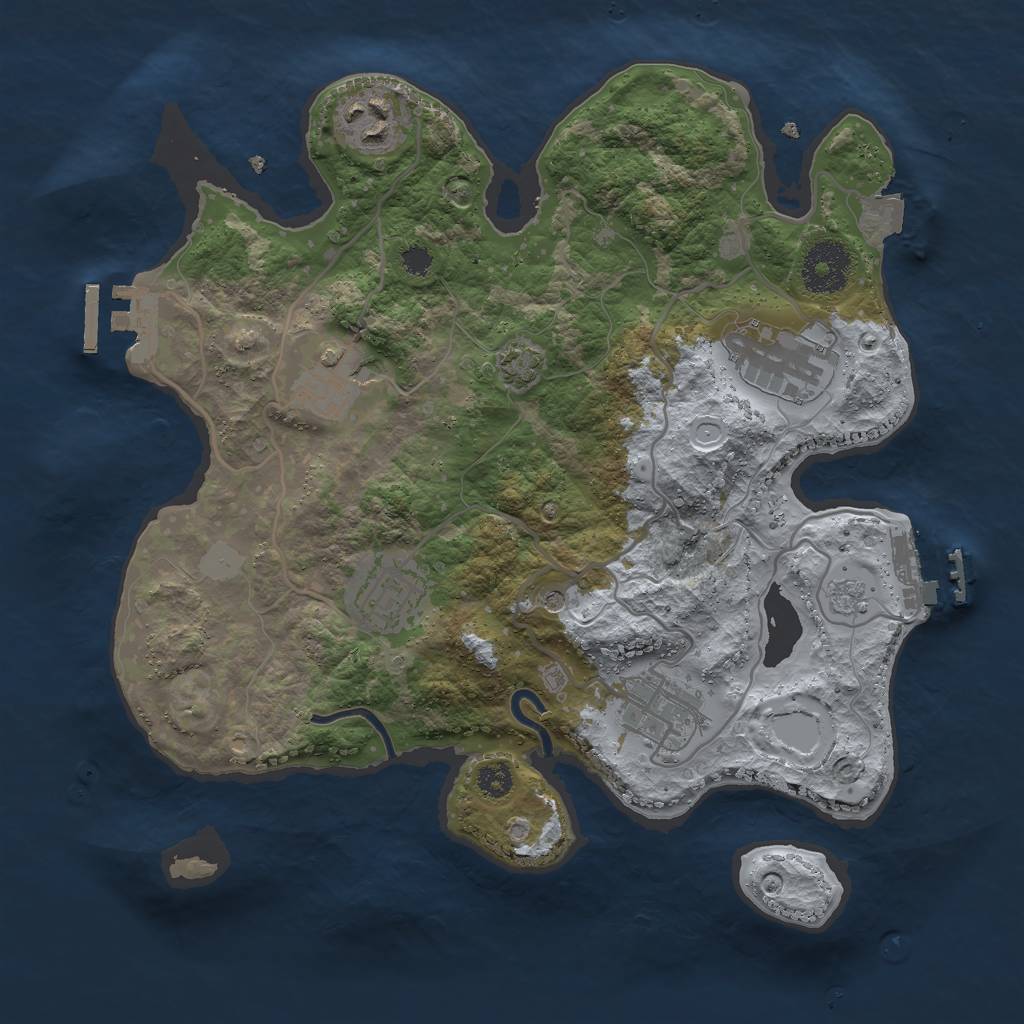 Rust Map: Procedural Map, Size: 3000, Seed: 1968108542, 13 Monuments