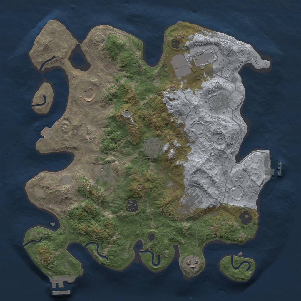 Rust Map: Procedural Map, Size: 3500, Seed: 1352467586, 16 Monuments