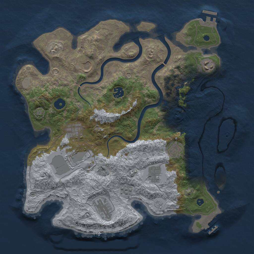 Rust Map: Procedural Map, Size: 3500, Seed: 1408369410, 15 Monuments