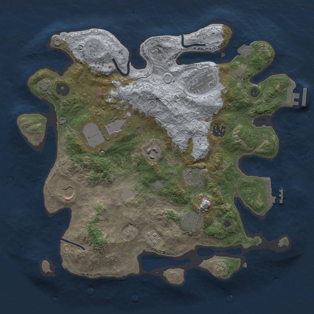 Rust Map: Procedural Map, Size: 3500, Seed: 379401993, 16 Monuments