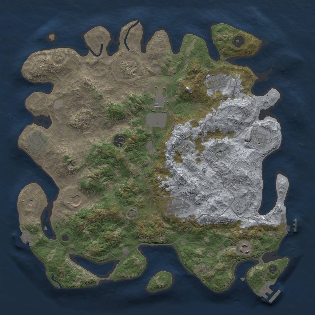 Rust Map: Procedural Map, Size: 4000, Seed: 514729332, 18 Monuments