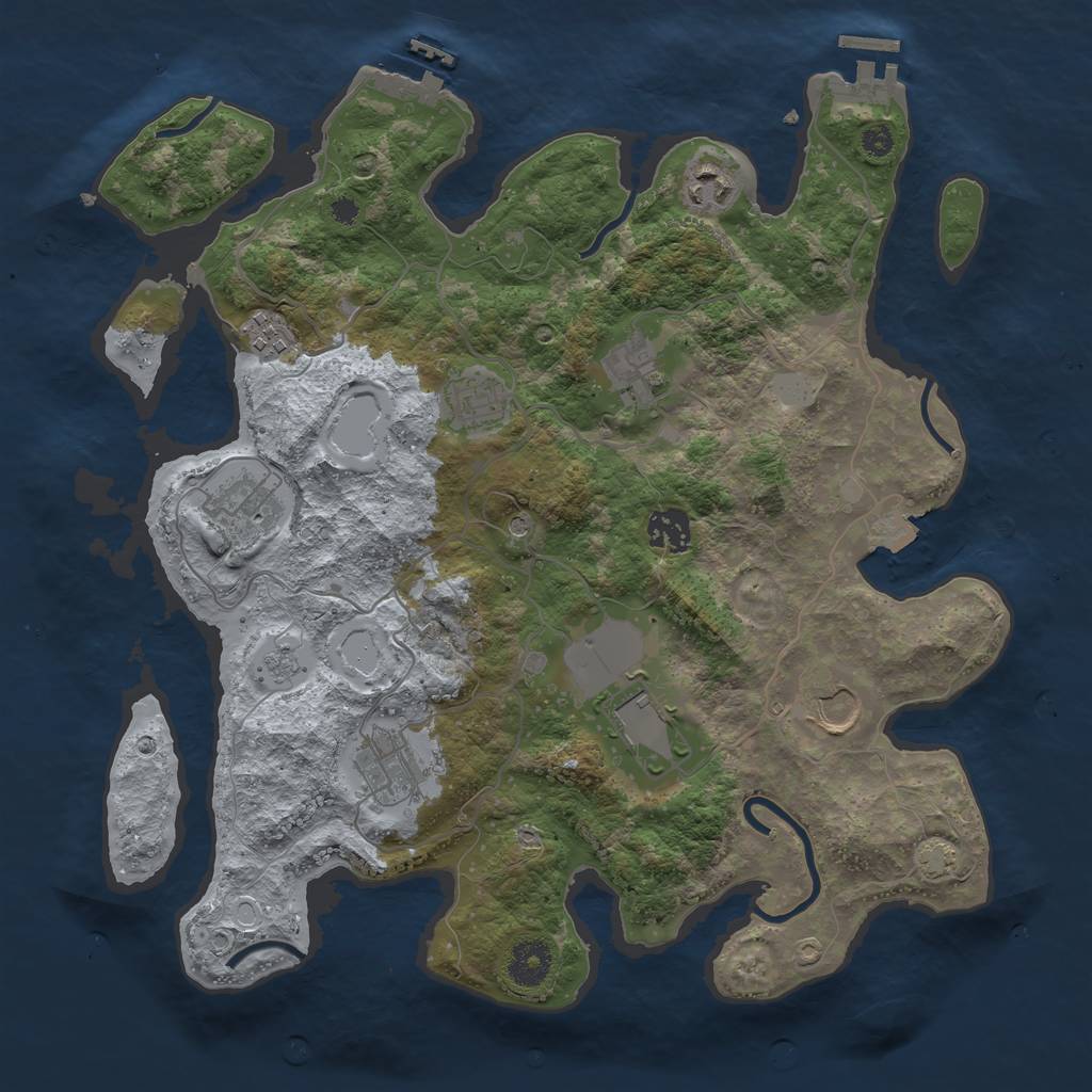 Rust Map: Procedural Map, Size: 3600, Seed: 2137776331, 17 Monuments