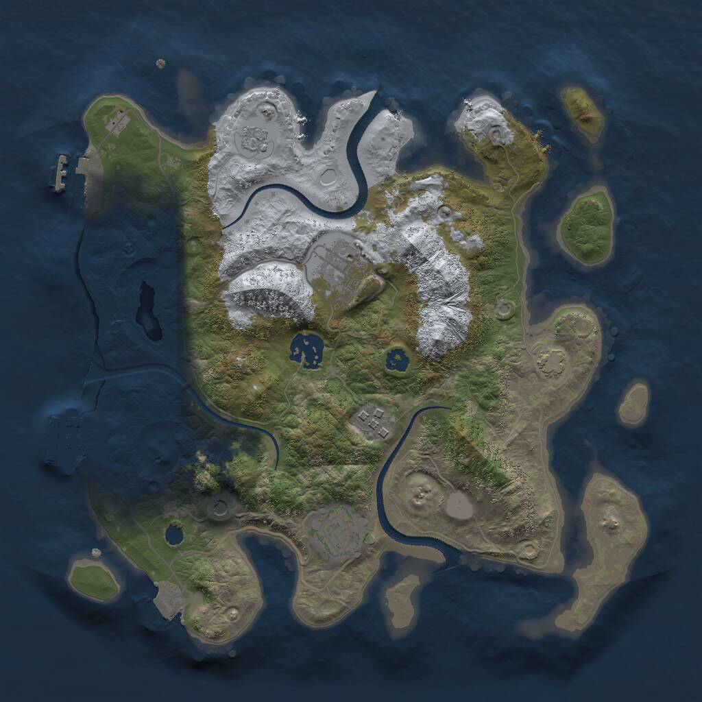 Rust Map: Procedural Map, Size: 3000, Seed: 8132024, 10 Monuments