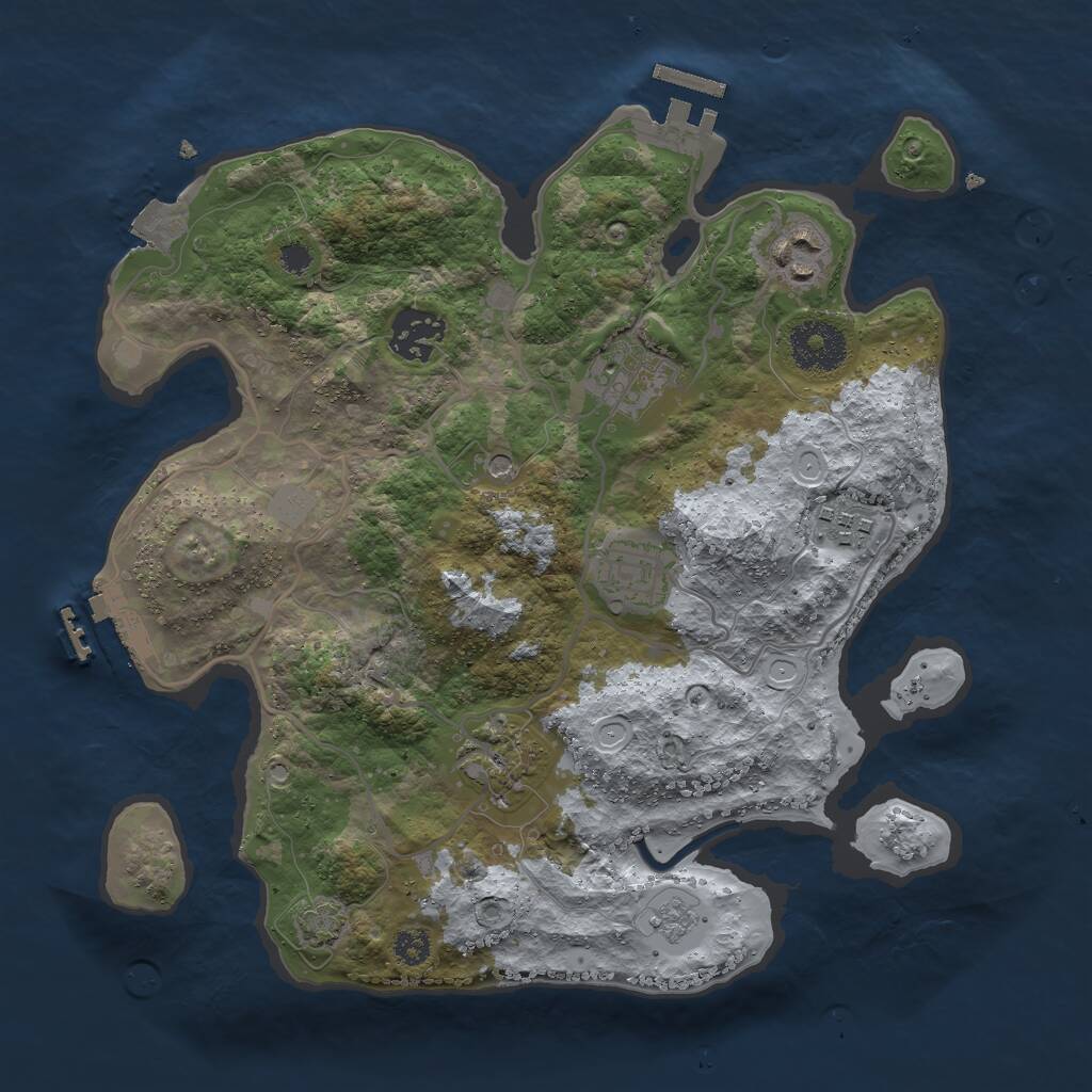 Rust Map: Procedural Map, Size: 3000, Seed: 424765958, 12 Monuments