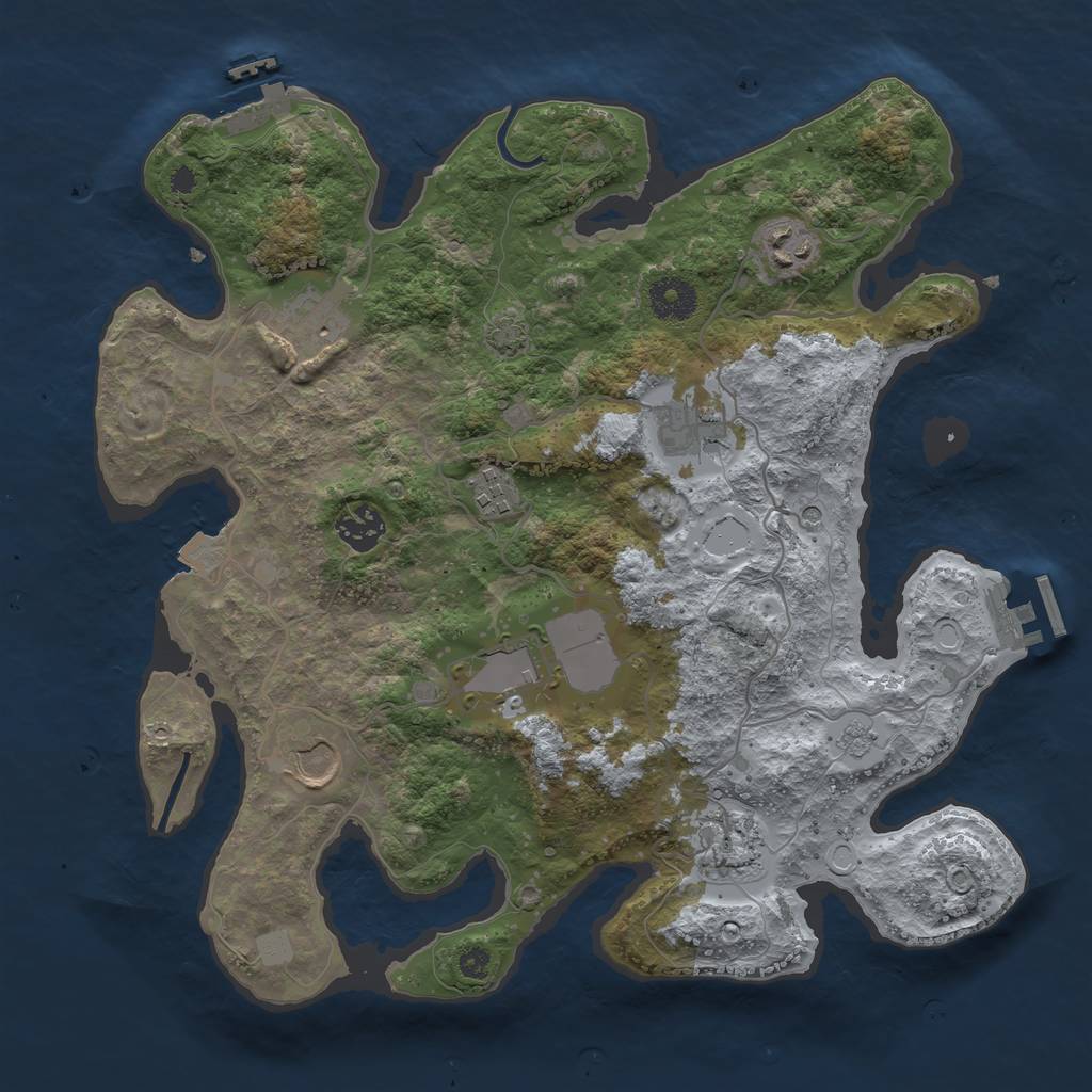 Rust Map: Procedural Map, Size: 3500, Seed: 960445020, 16 Monuments