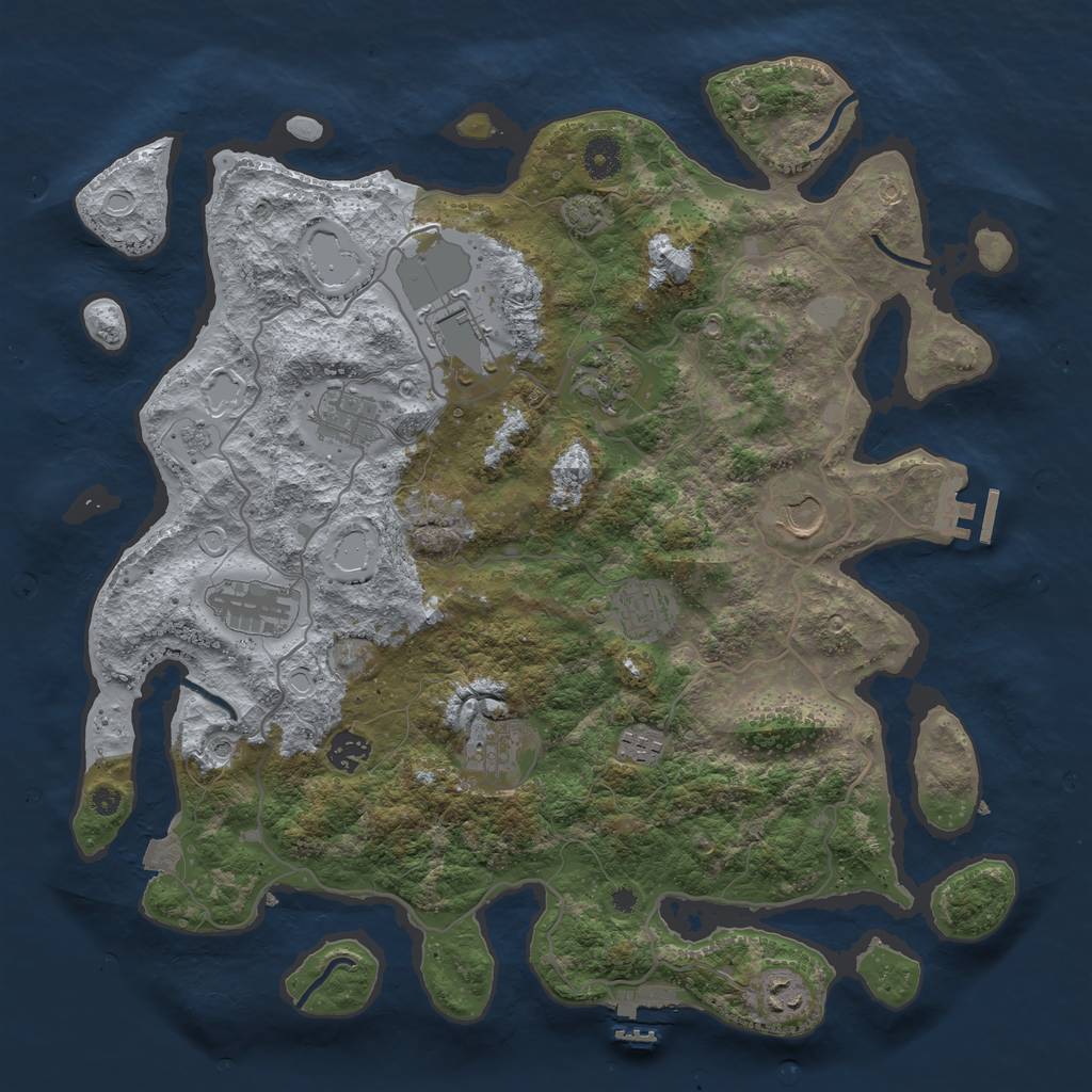 Rust Map: Procedural Map, Size: 4000, Seed: 798699043, 18 Monuments