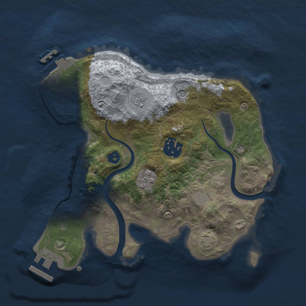 Rust Map: Procedural Map, Size: 2400, Seed: 374, 8 Monuments