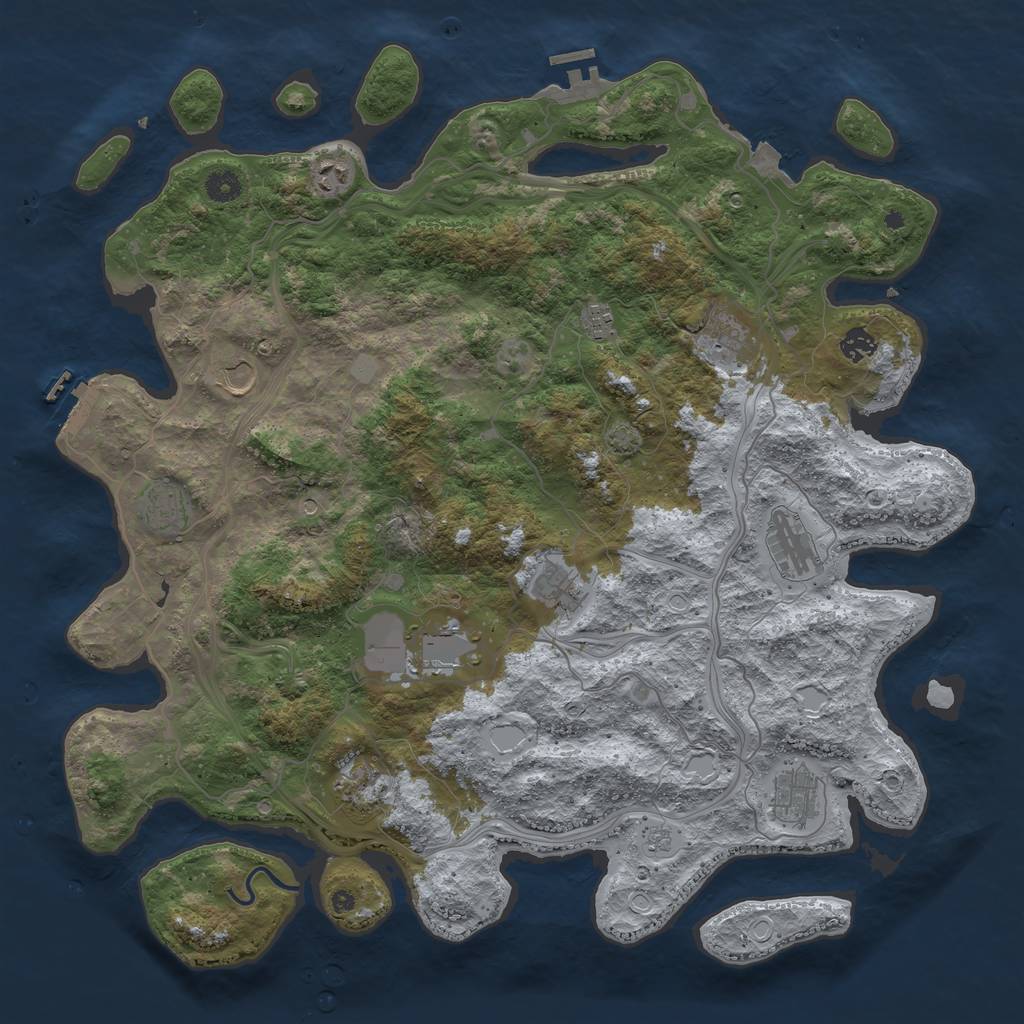 Rust Map: Procedural Map, Size: 4500, Seed: 654548788, 19 Monuments