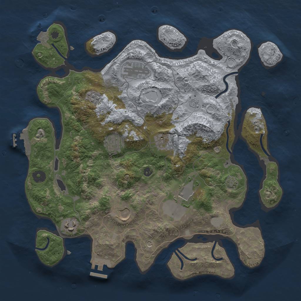 Rust Map: Procedural Map, Size: 3500, Seed: 819100876, 15 Monuments