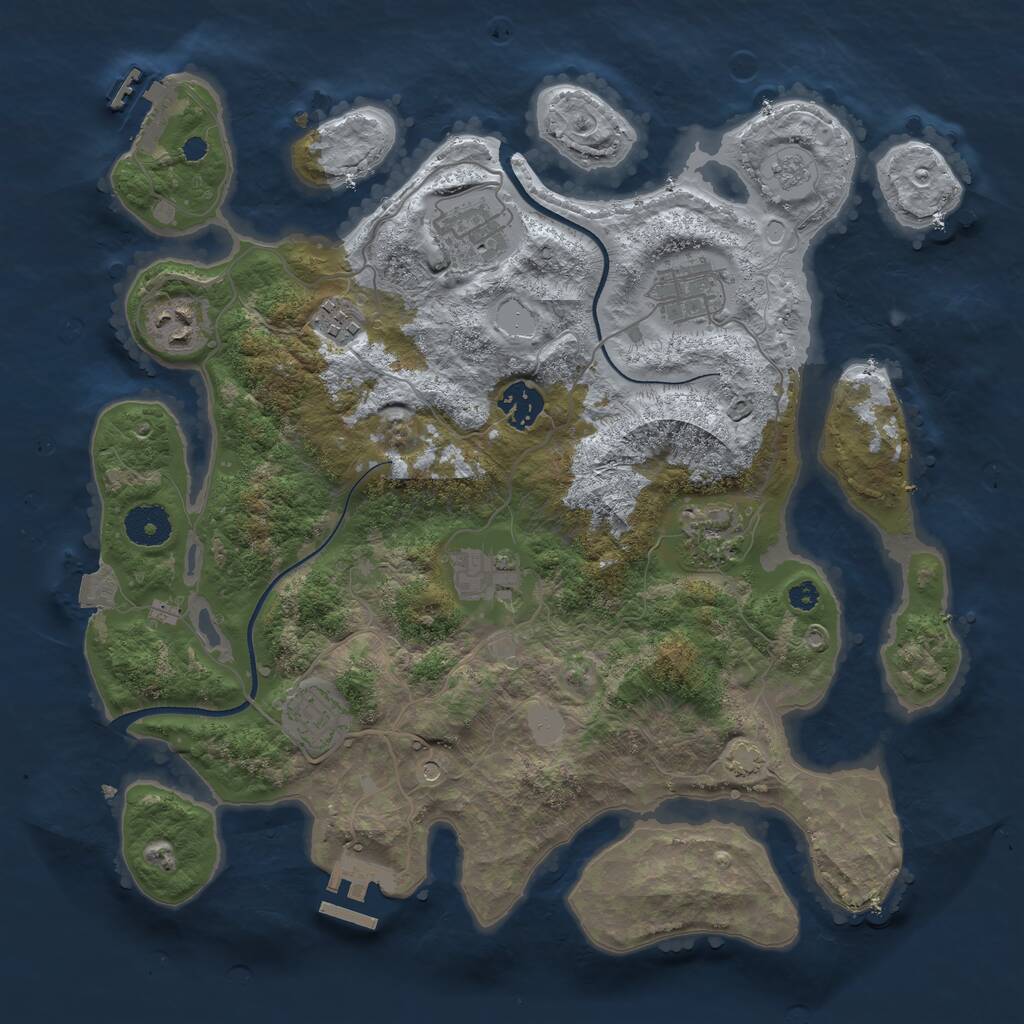 Rust Map: Procedural Map, Size: 3500, Seed: 819100876, 14 Monuments