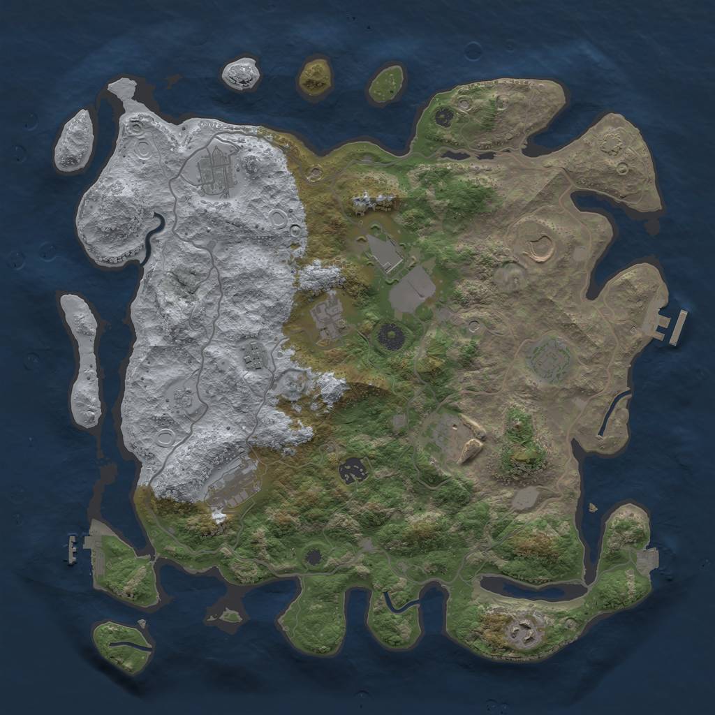 Rust Map: Procedural Map, Size: 4000, Seed: 806644358, 18 Monuments