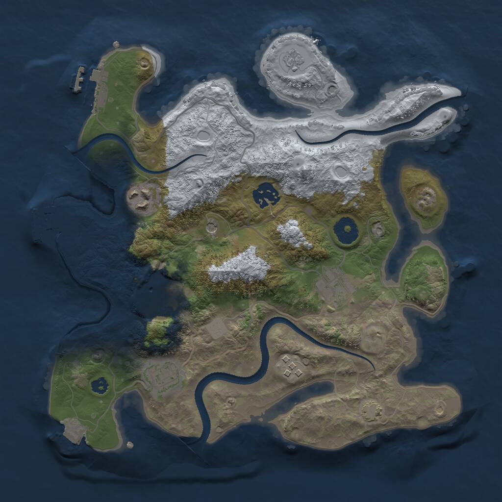 Rust Map: Procedural Map, Size: 3000, Seed: 543351918, 12 Monuments