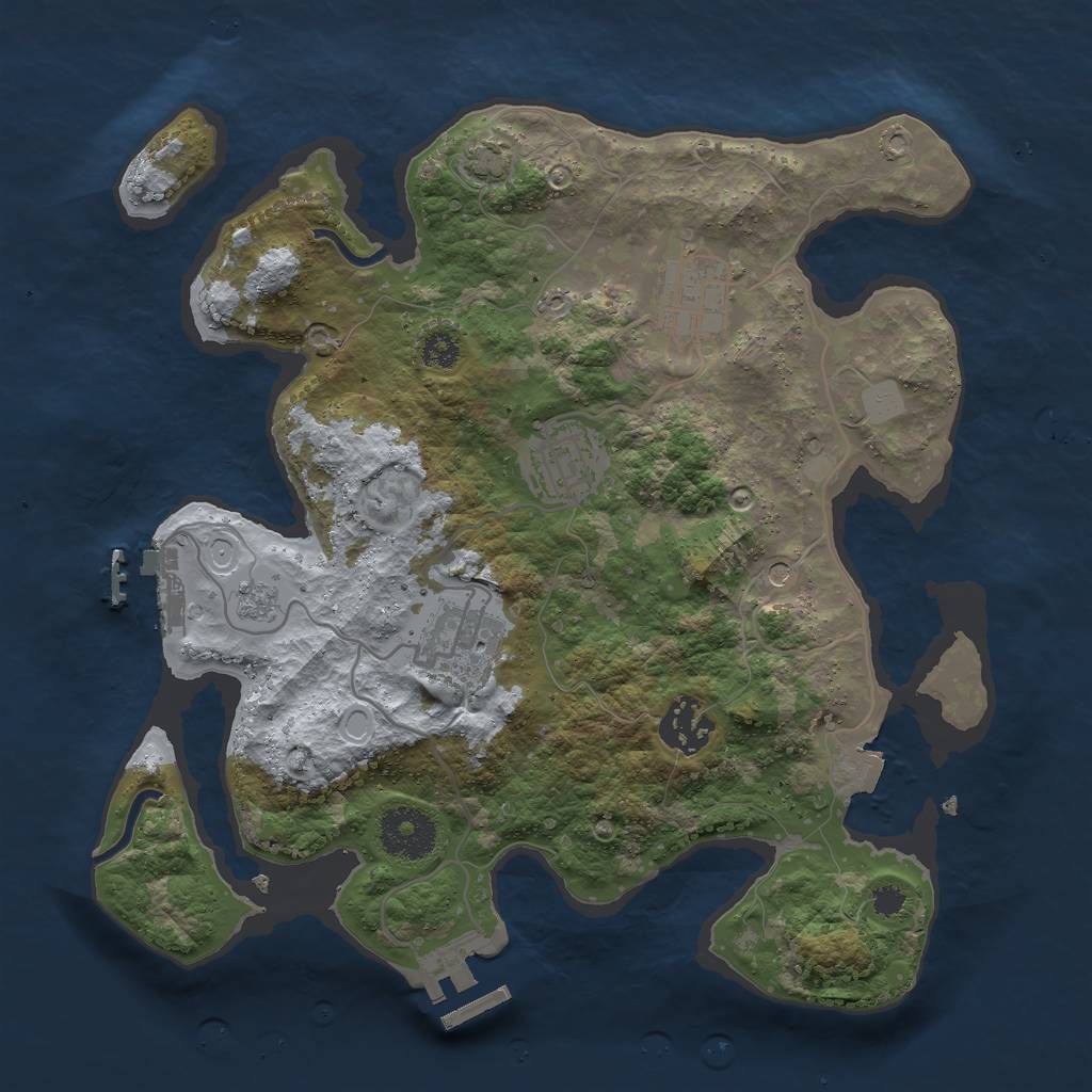 Rust Map: Procedural Map, Size: 3000, Seed: 3400, 12 Monuments
