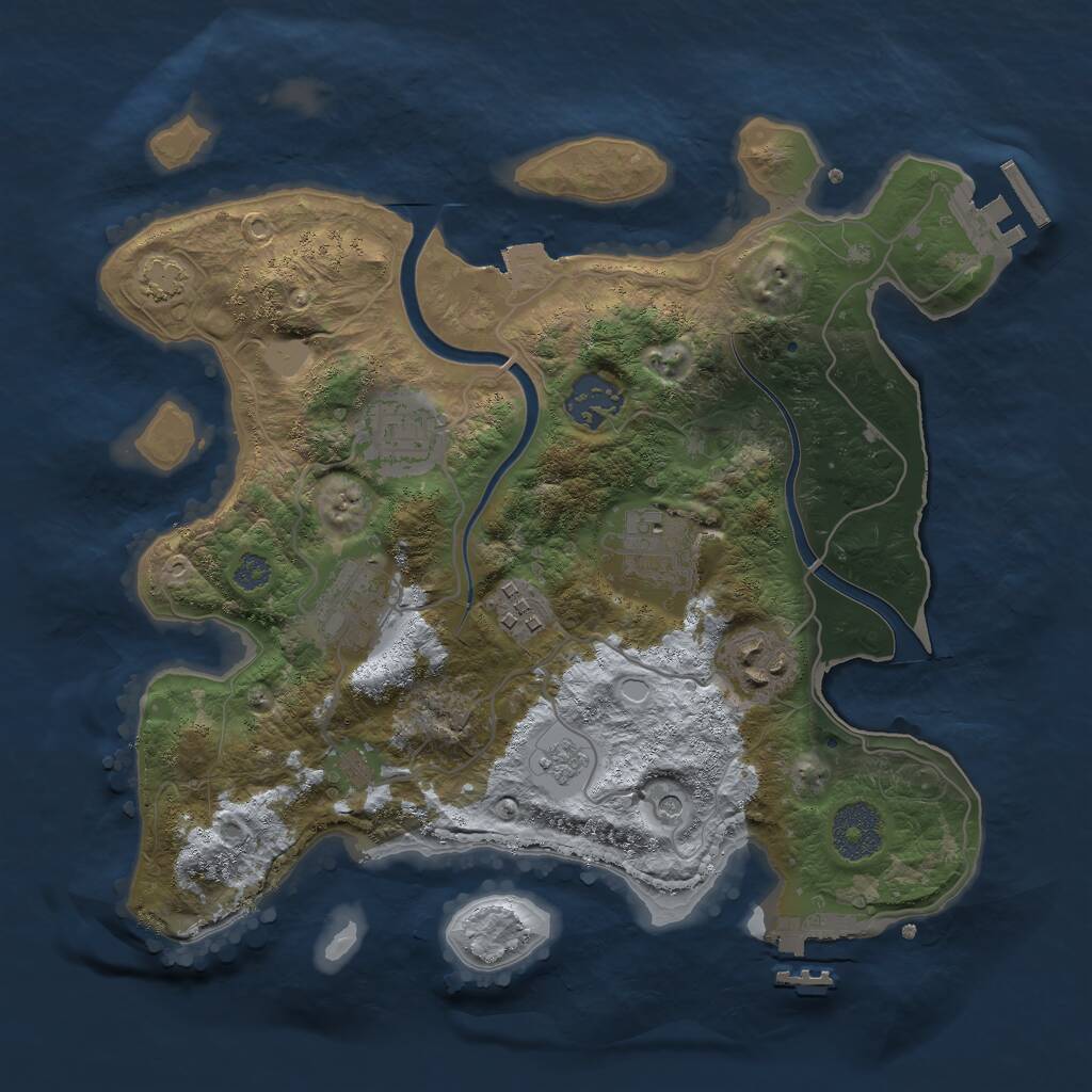 Rust Map: Procedural Map, Size: 3000, Seed: 27136409, 12 Monuments