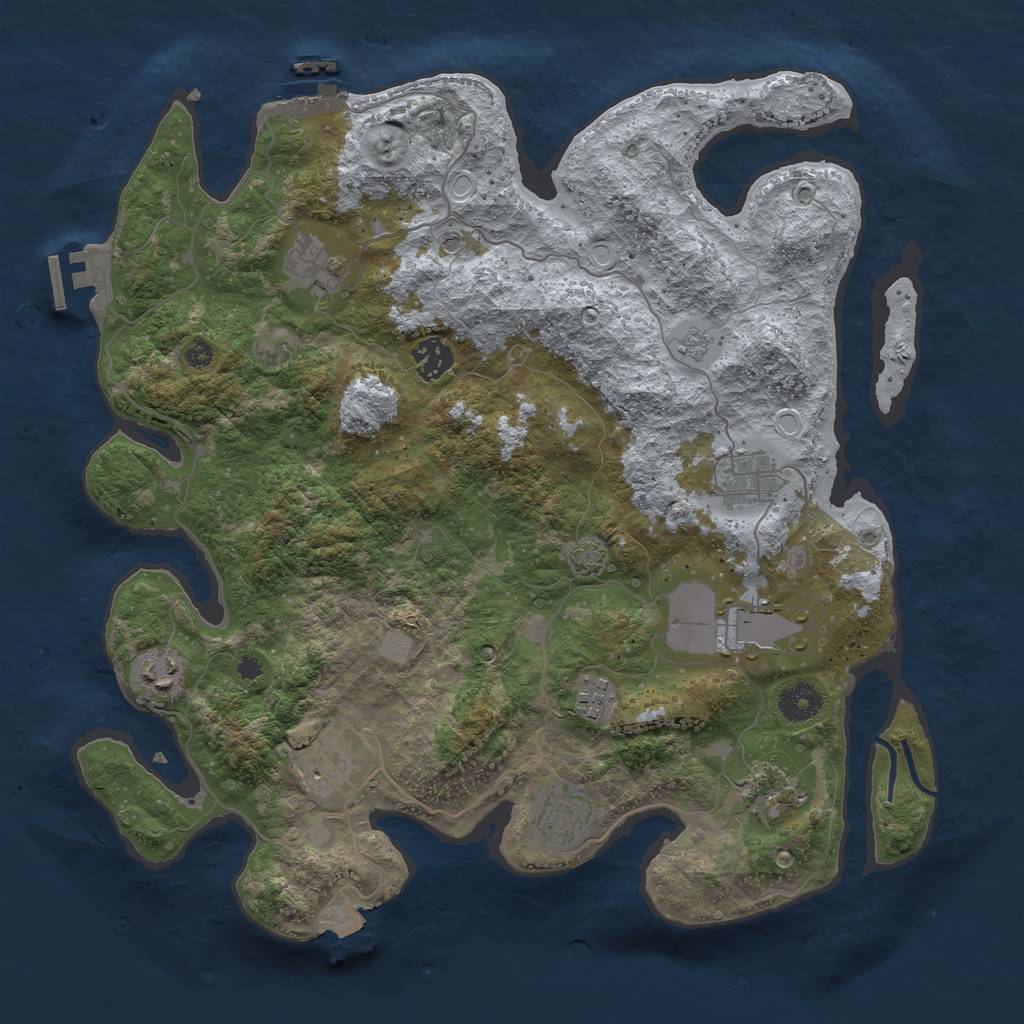 Rust Map: Procedural Map, Size: 3750, Seed: 34278950, 17 Monuments