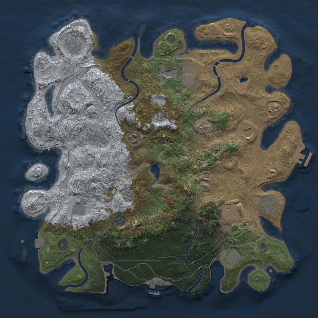 Rust Map: Procedural Map, Size: 4250, Seed: 100999076, 17 Monuments
