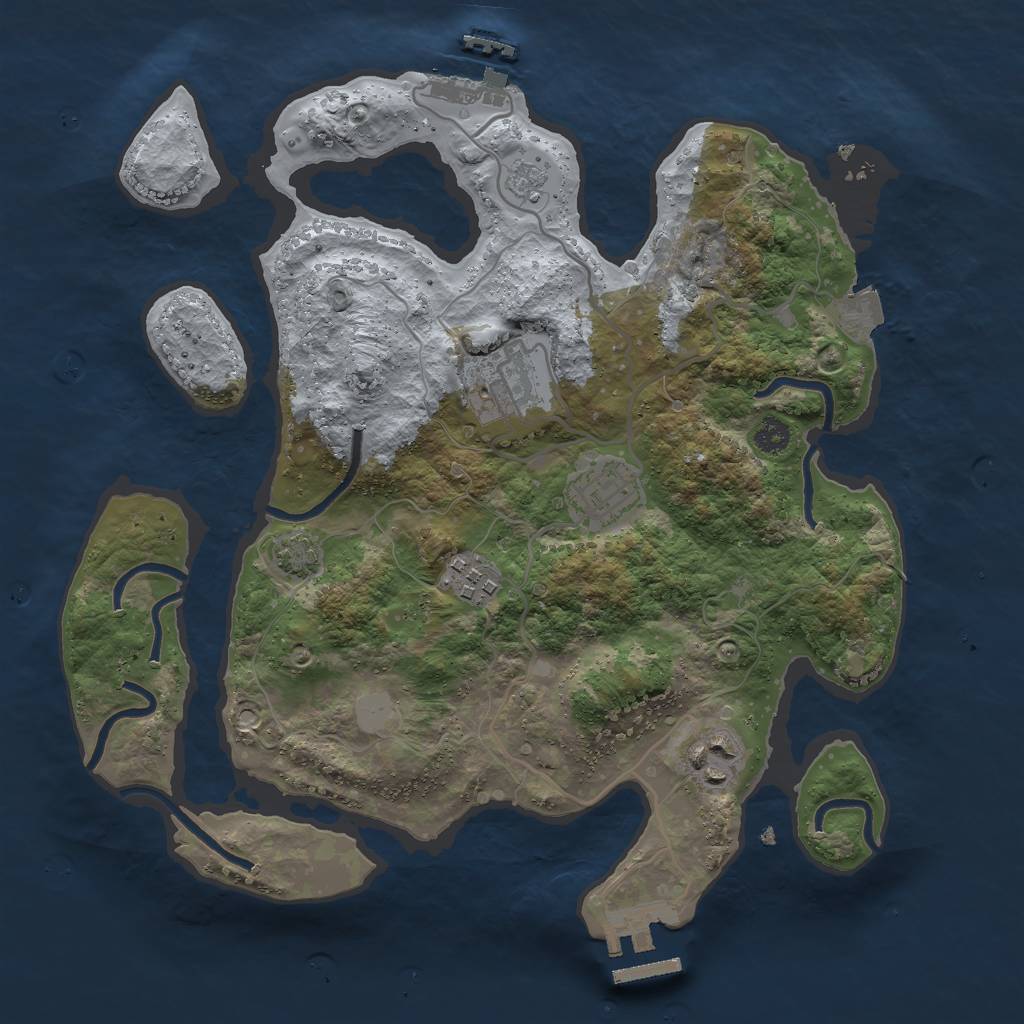 Rust Map: Procedural Map, Size: 3000, Seed: 2468798, 11 Monuments