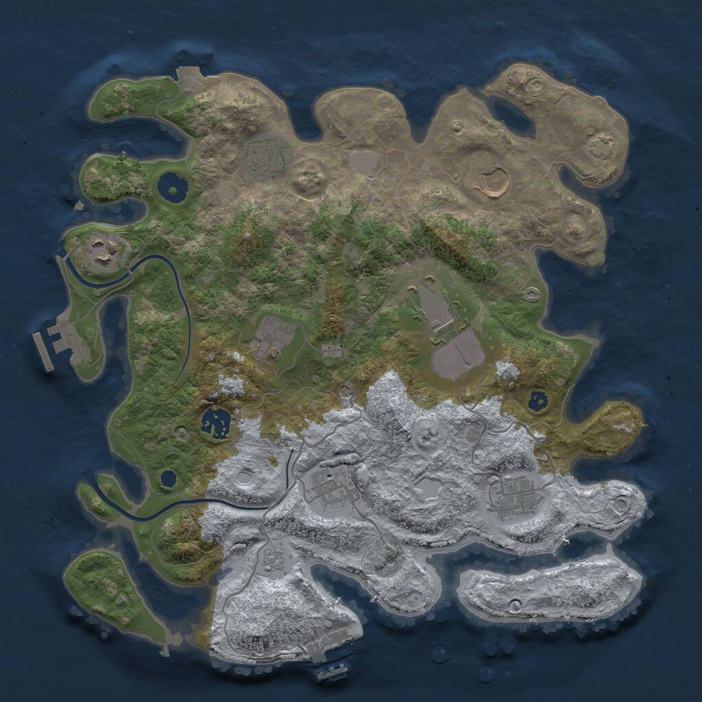 Rust Map: Procedural Map, Size: 3500, Seed: 1438273356, 14 Monuments