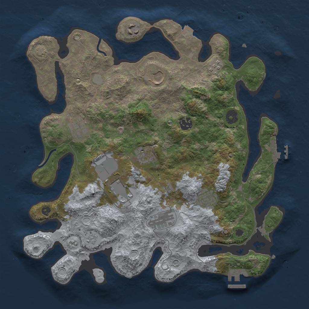 Rust Map: Procedural Map, Size: 3500, Seed: 1197466022, 17 Monuments