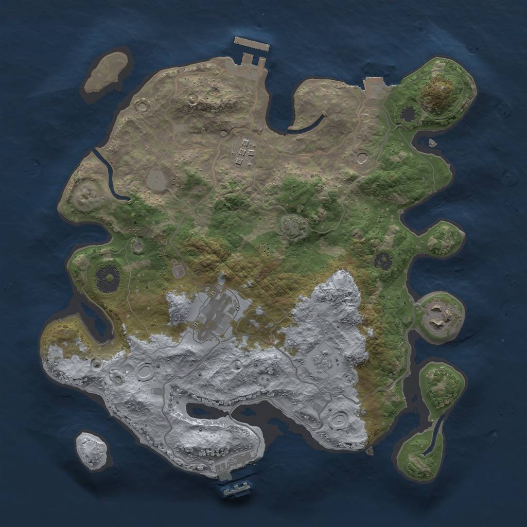 Rust Map: Procedural Map, Size: 3000, Seed: 76732, 11 Monuments