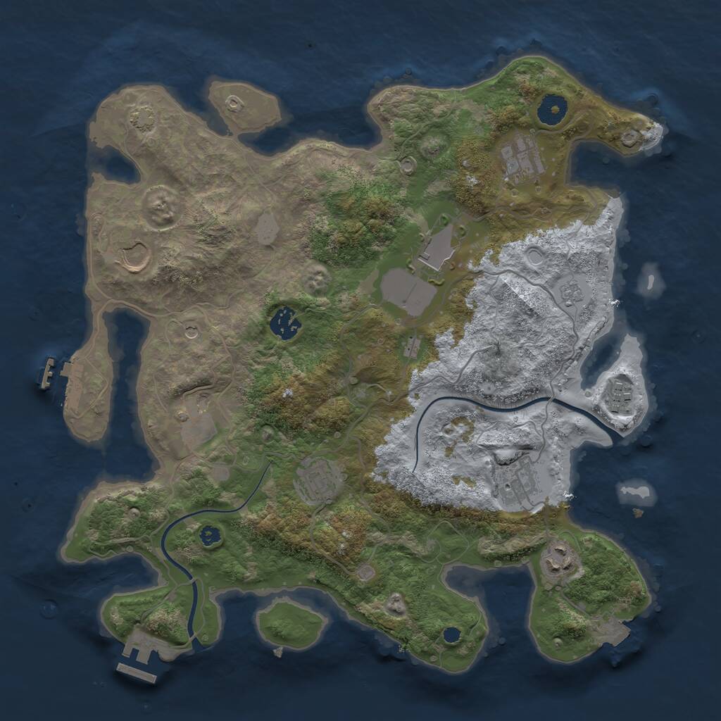 Rust Map: Procedural Map, Size: 3600, Seed: 43545, 15 Monuments