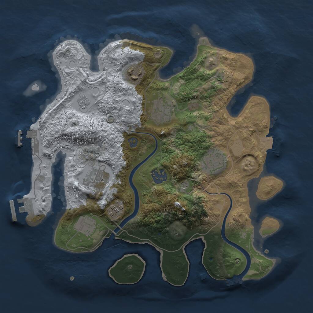 Rust Map: Procedural Map, Size: 3000, Seed: 798699043, 12 Monuments