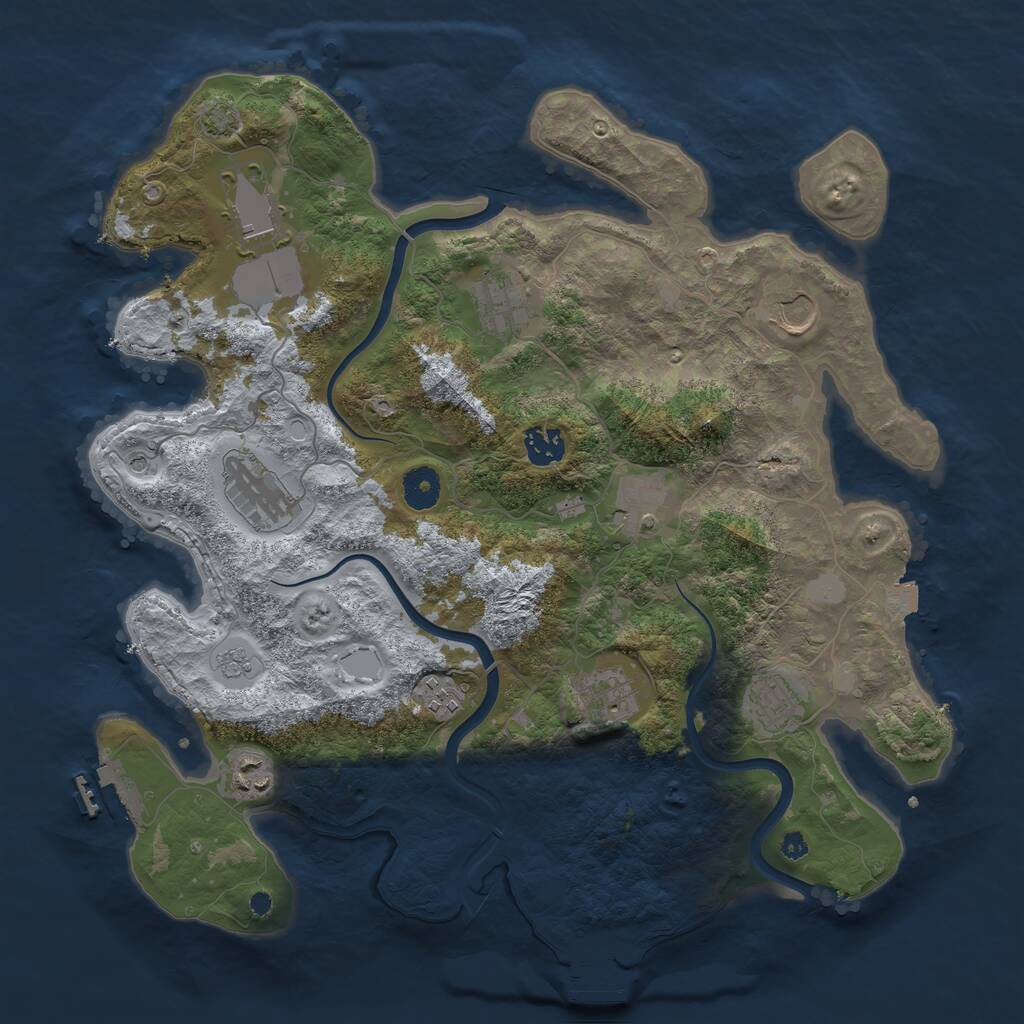 Rust Map: Procedural Map, Size: 3800, Seed: 25412425, 16 Monuments