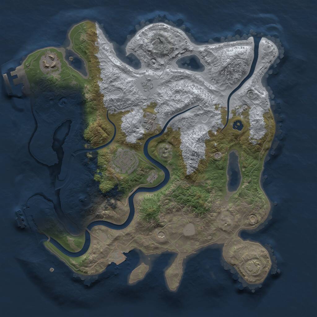 Rust Map: Procedural Map, Size: 3000, Seed: 1398975957, 9 Monuments