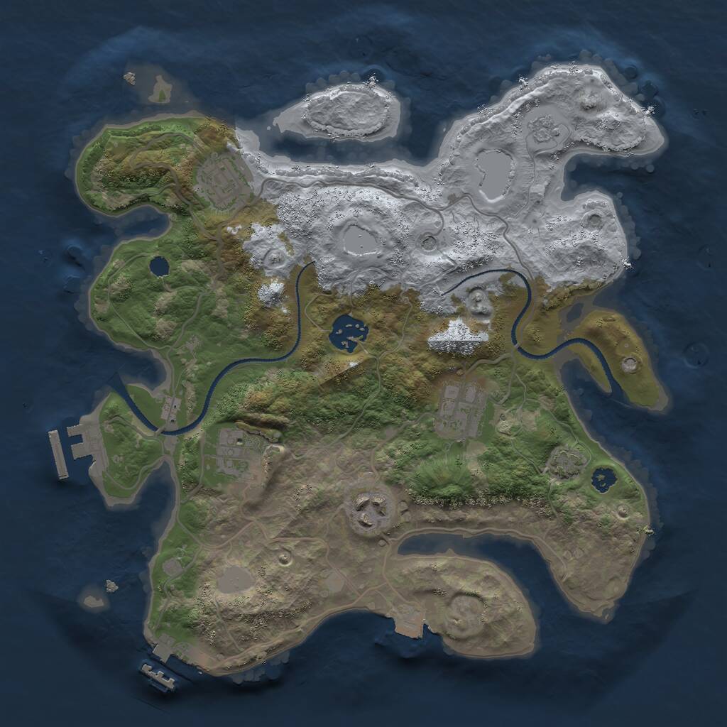 Rust Map: Procedural Map, Size: 3000, Seed: 4677, 11 Monuments