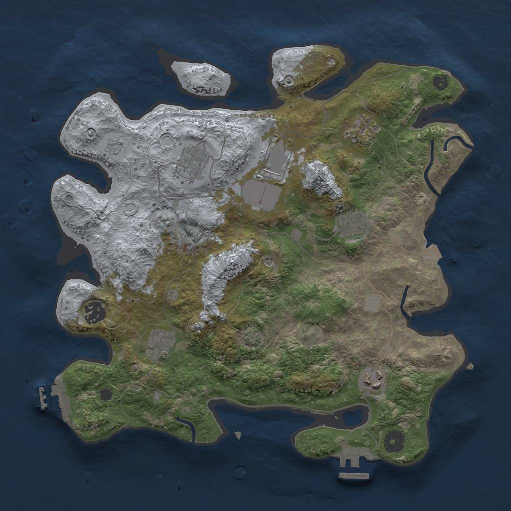 Rust Map: Procedural Map, Size: 3500, Seed: 1861549314, 15 Monuments